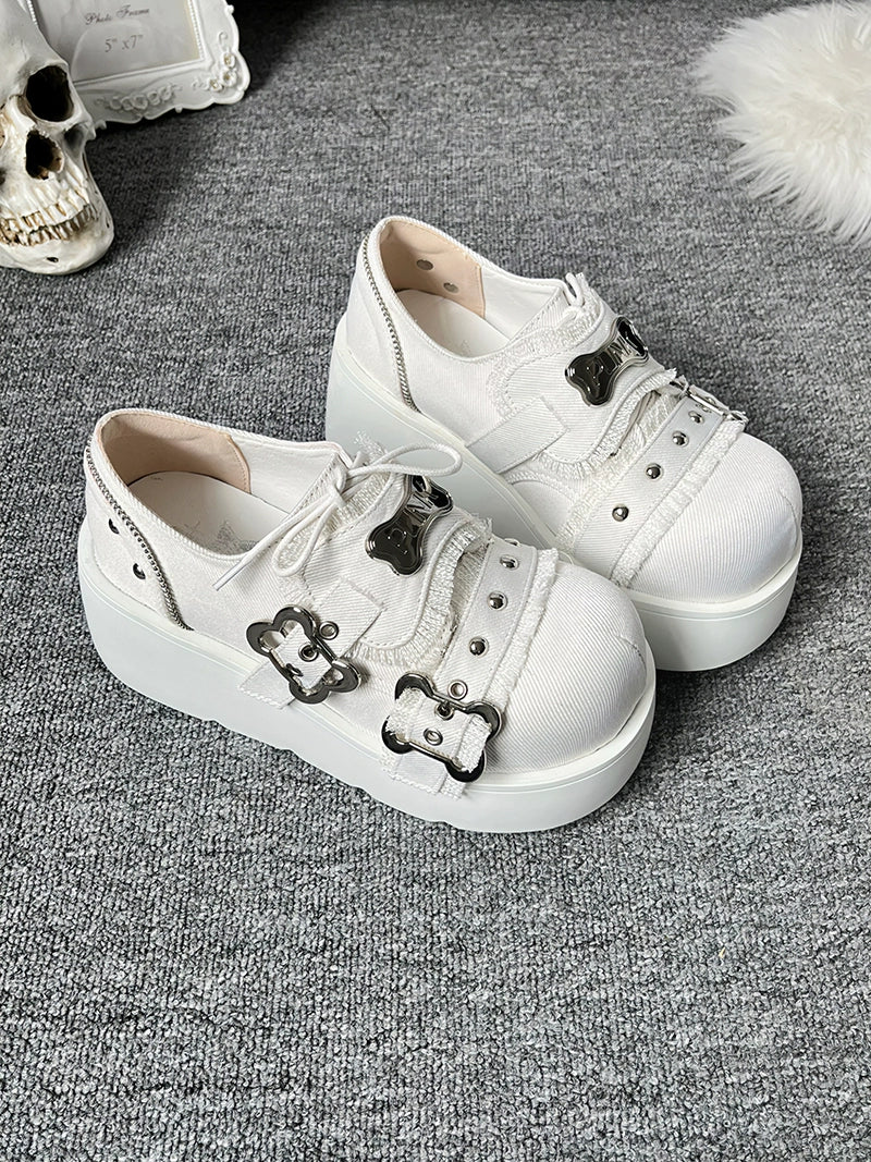 Y2K Punk Shoes Platform Shoes Slip-on Cowhide Shoes 29722:368434