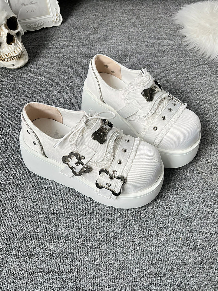 Y2K Punk Shoes Platform Shoes Slip-on Cowhide Shoes 29722:368434