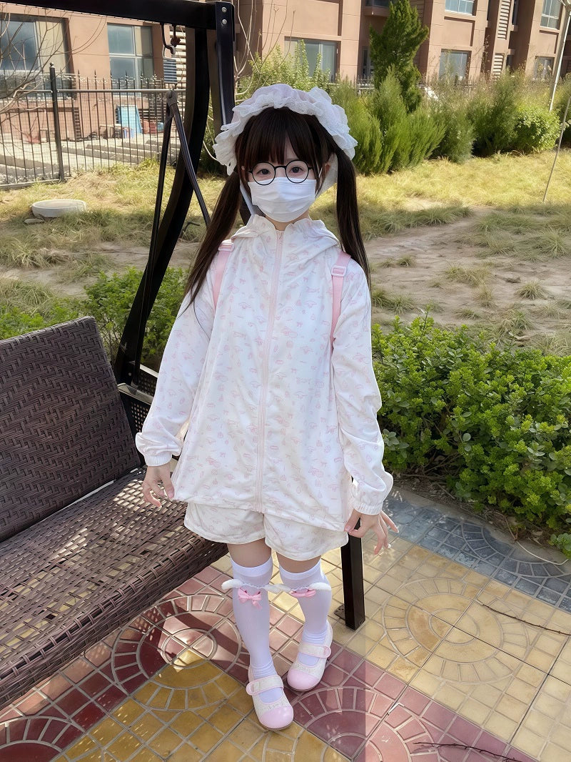 Kawaii Hooded Sunscreen Jacket with Cat Ears & Animal Prints 42905:759083