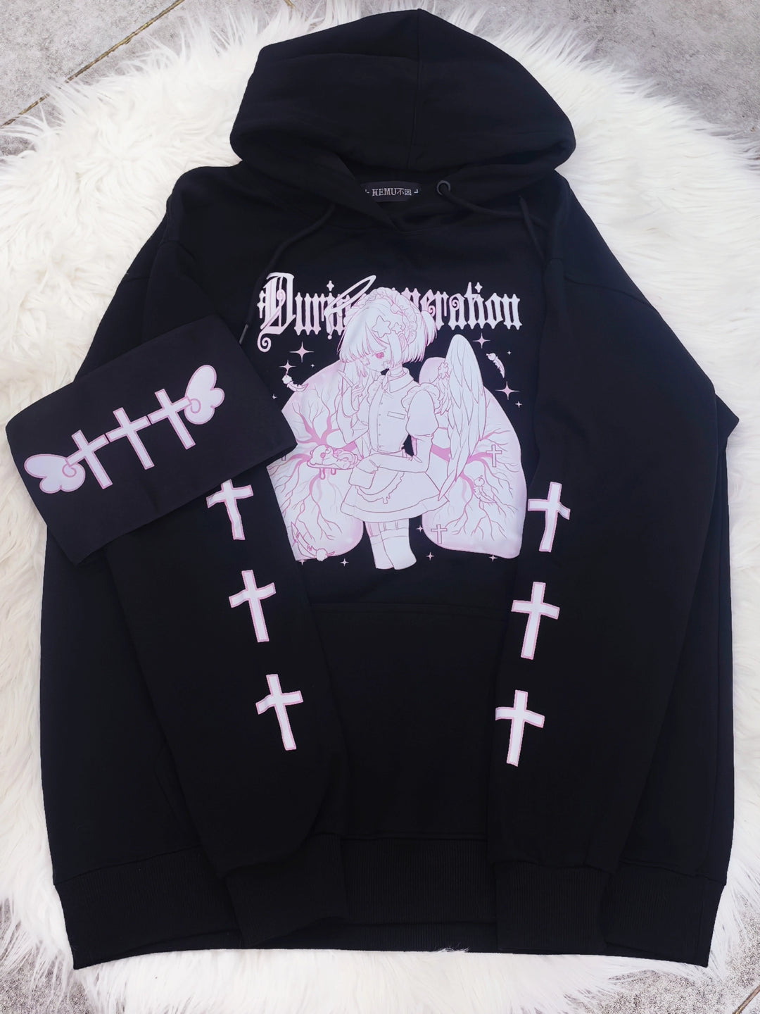 Tenshin Kaiwai Hoodie Medical Angel Print Hooded Sweatshirt (L M) 39430:627972