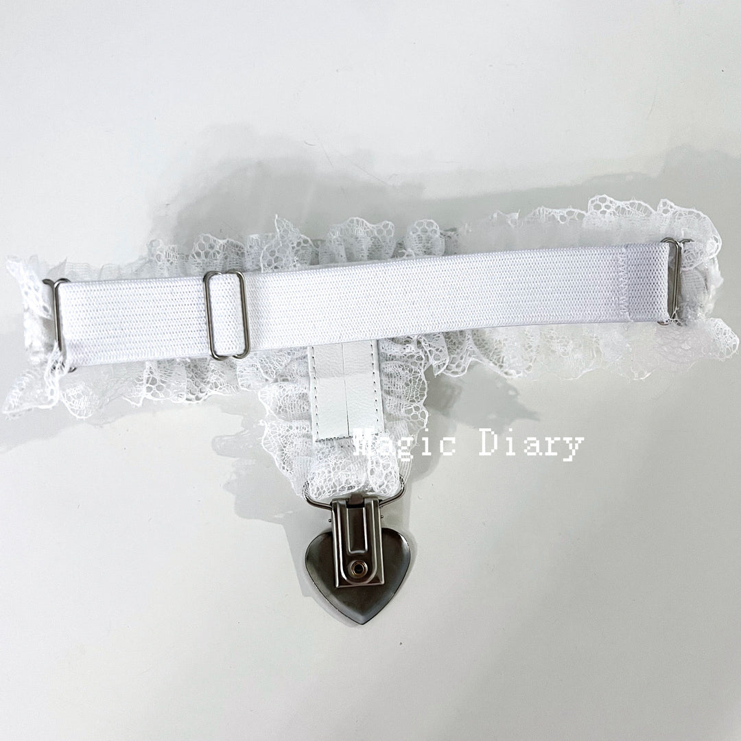 Jirai Kei Lace Garter, Heart Cross Accent & Clip 43032:762449