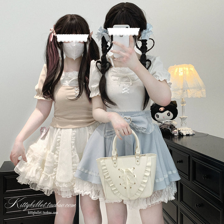 Ryousangata Slim-Fit Top, Puff Short Sleeves 43615:781093