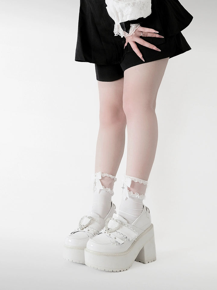 Jirai Kei Platform Shoes Ryousangata High Heels Loafer Shoes 40098:655886