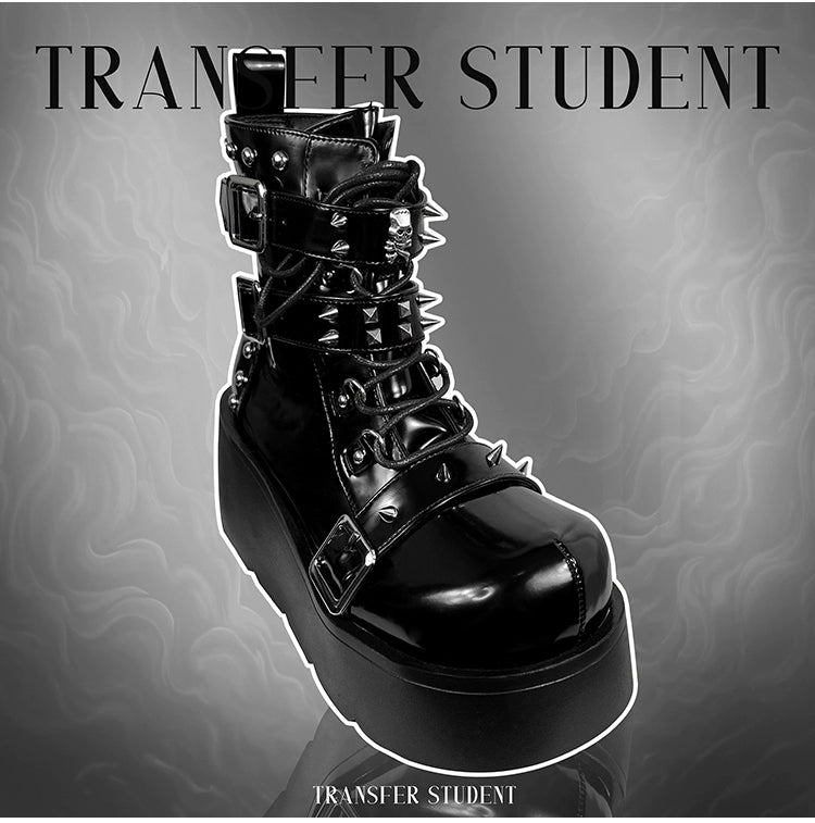 Punk Platform Shoes Gyaru Fashion Combat Boots 29704:368200