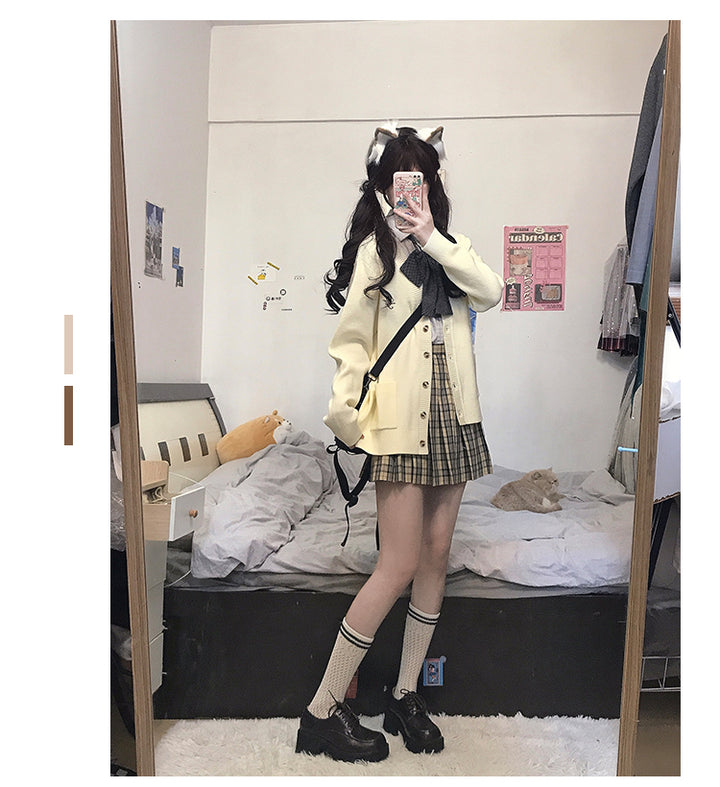 JK Uniform V-Neck Cardigan for Kansai-Collar Style Multicolor 42668:748733