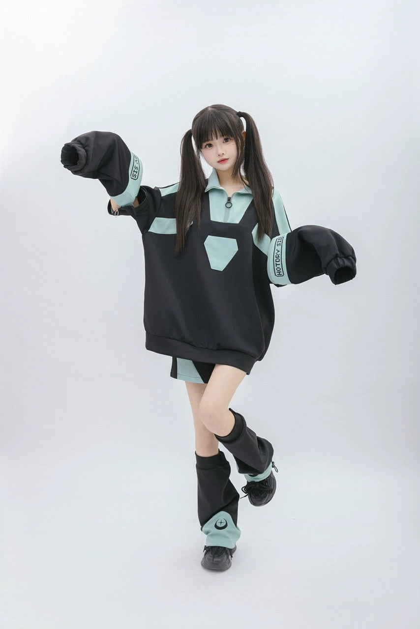 Tenshi Kaiwai Removable Sleeve Sweatshirt and Shorts Multicolor 29166:356900