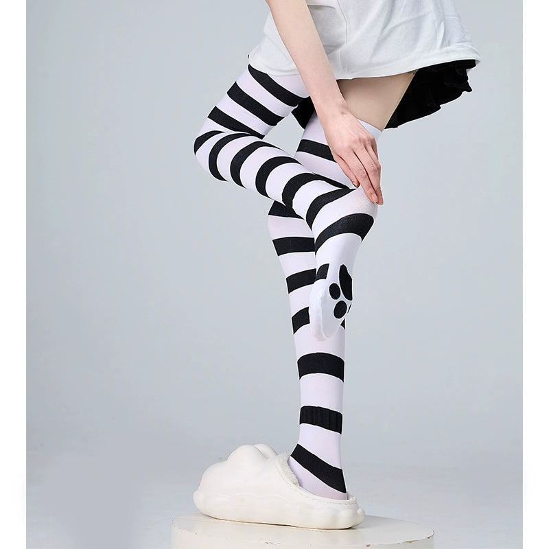Tenshi Kaiwai Thigh-high Socks Velvet Striped Women Socks (F) 35352:489538