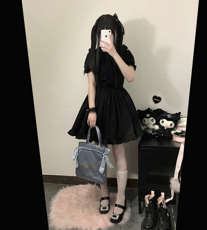 Jirai Kei Blouse Sweet Butterfly Tie Shirt Short Sleeve Top 35382:522522
