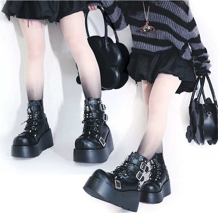 Punk Platform Shoes Gyaru Fashion Combat Boots 29704:368230