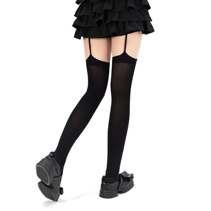 Solid Lolita Garter Stockings Velvet Socks with Cross Pendants 42603:746272