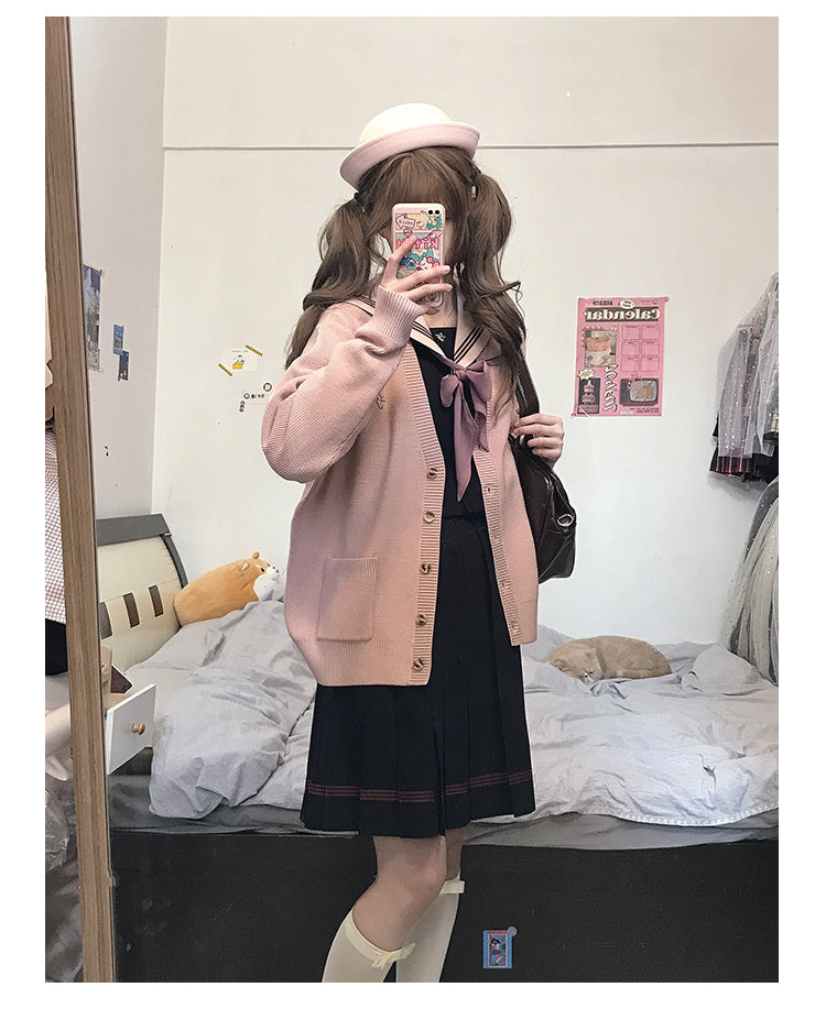 JK Uniform V-Neck Cardigan for Kansai-Collar Style Multicolor 42668:748705