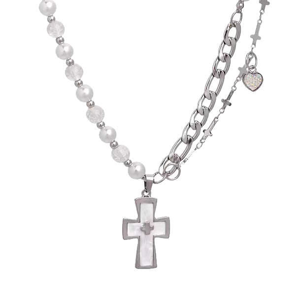 Y2K Necklace Gothic Punk Jewelry Cross Pendant Alloy Chain 42683:749329