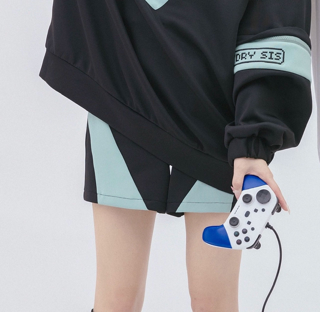 Tenshi Kaiwai Removable Sleeve Sweatshirt and Shorts Multicolor (L M) 29166:356896