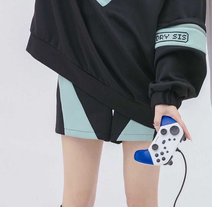 Tenshi Kaiwai Removable Sleeve Sweatshirt and Shorts Multicolor (L M) 29166:356896