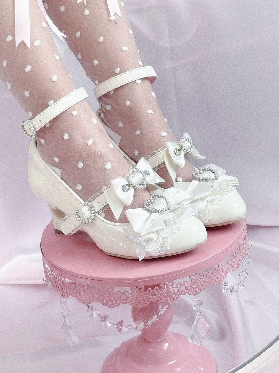 Princess Lolita Wedge Shoes with Open Heart Hollow Heel 42709:749975
