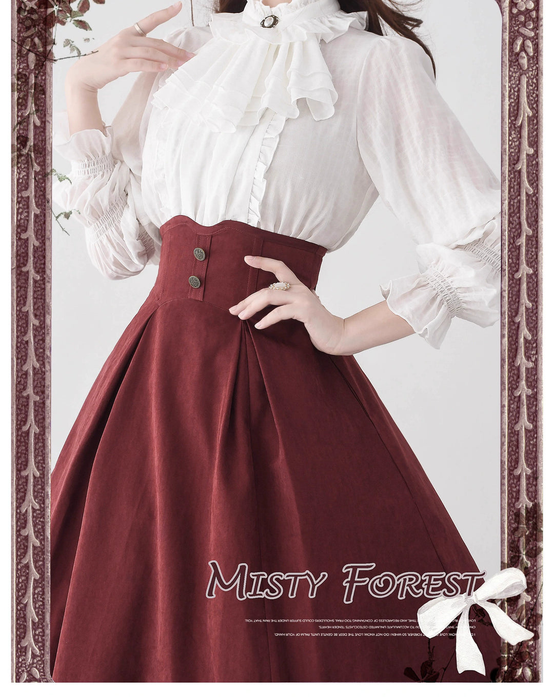 Classic Lolita A-Line Skirt + Button-Front Vest + White Blouse 40944:770388