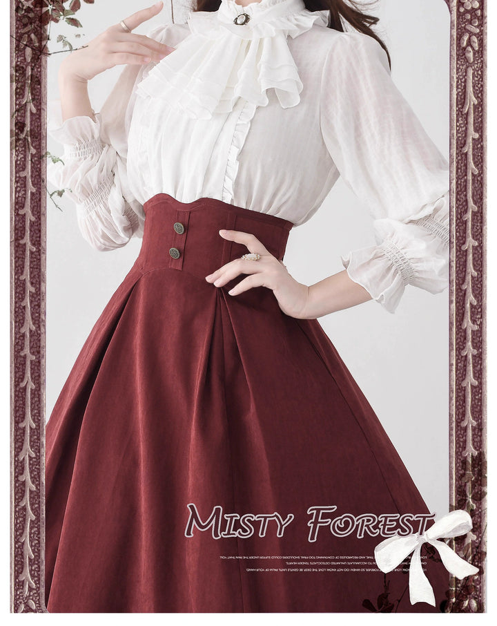 Classic Lolita A-Line Skirt + Button-Front Vest + White Blouse 40944:770388
