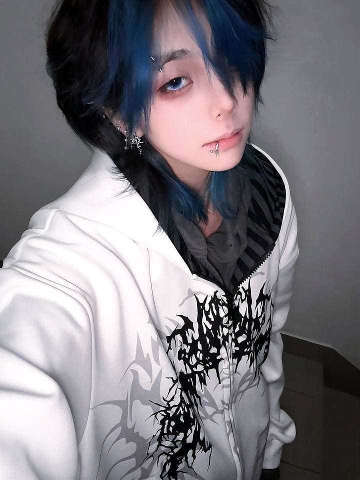 Cotton Jirai Kei Coat Gothic Punk Style with Oversized Design 42386:737954