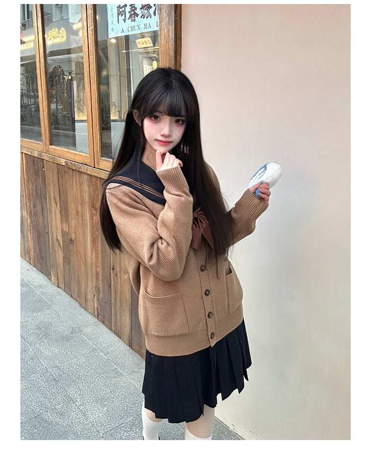 JK Uniform V-Neck Cardigan for Kansai-Collar Style Multicolor 42668:748747