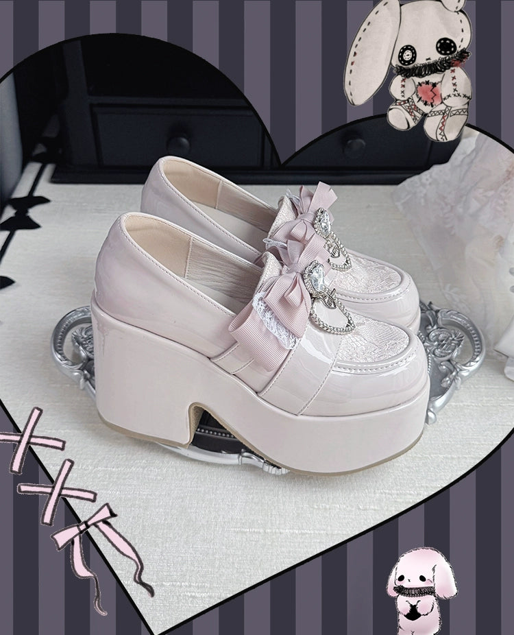Ryousangata High Platform Heeled Shoes (Gray-Pink / 35 36 37 38 39 40 41) 43986:791612