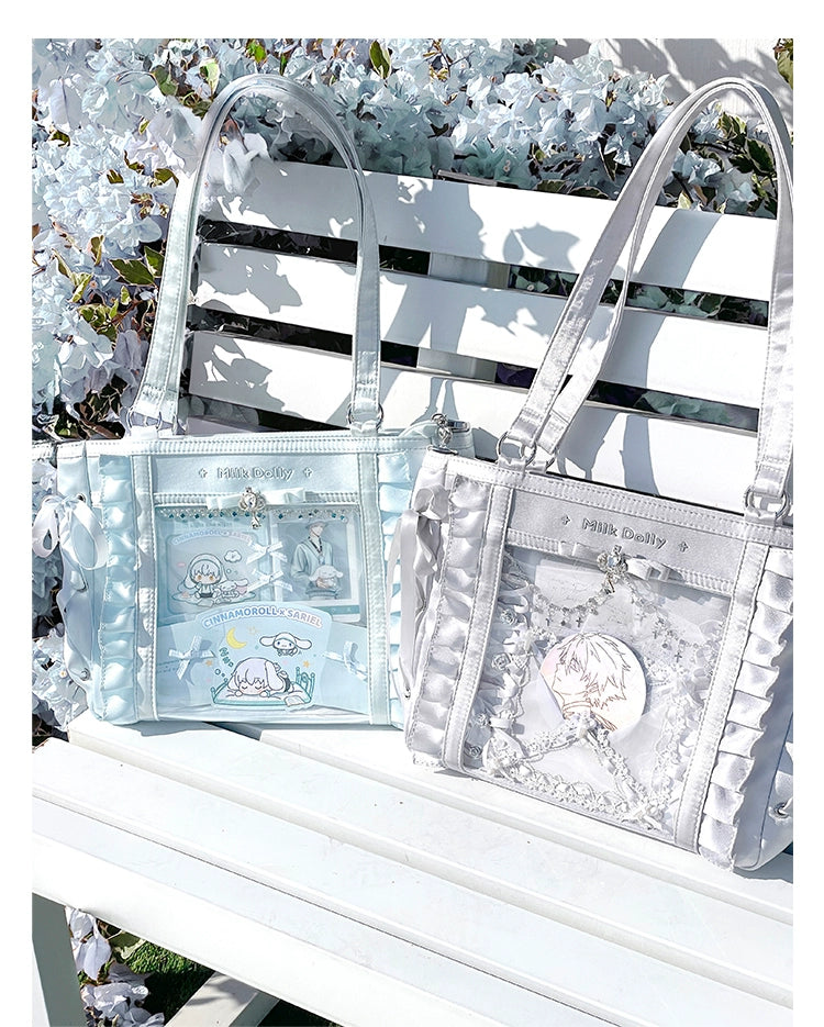 Large-Capacity Ita Bag, Clear Window Front + Rhinestones 43231:779293