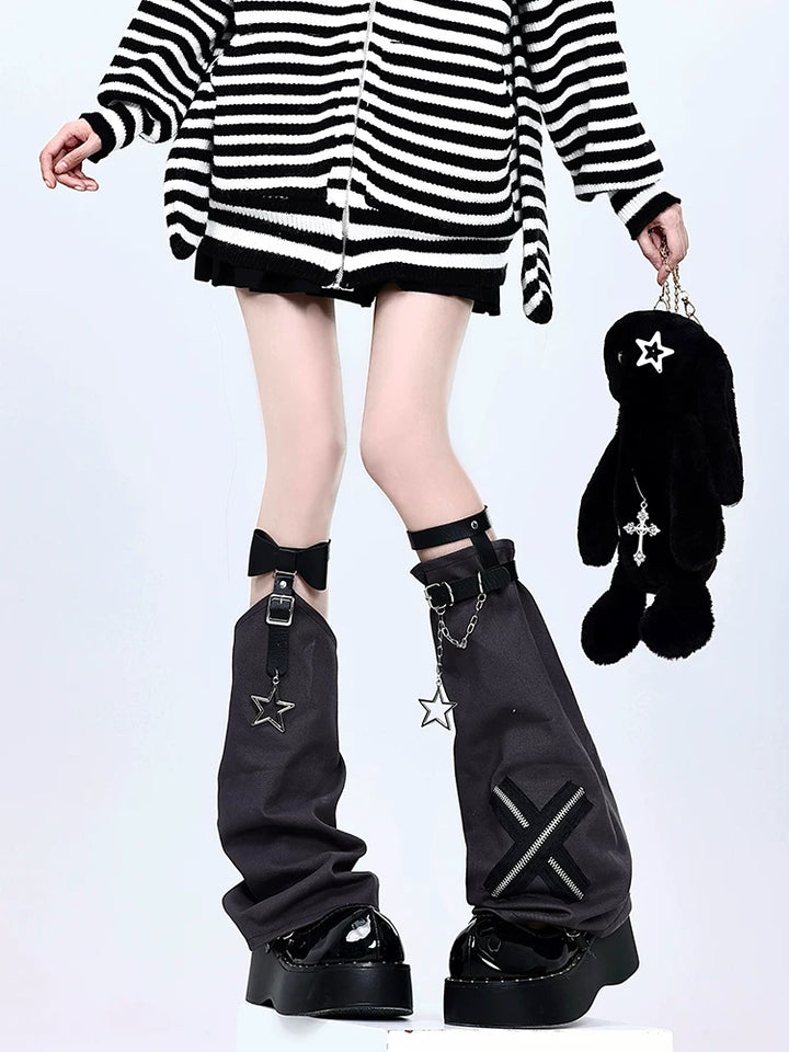 Punk Star-Chain Leg Warmers, Adjustable Garter Straps 45200:840266