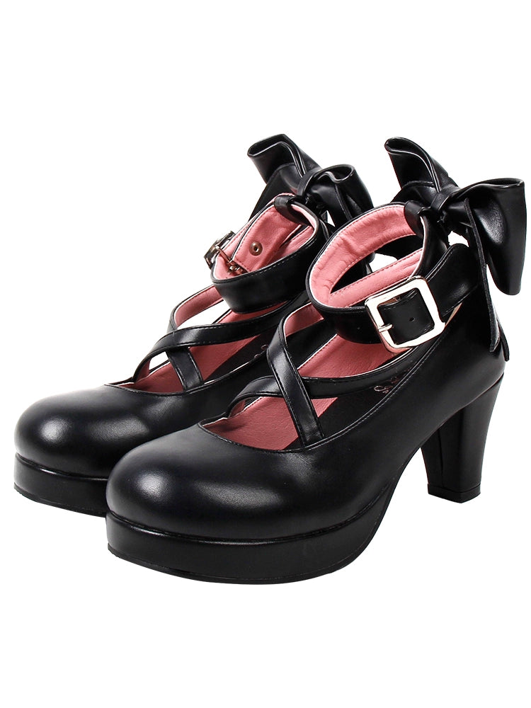 Lolita Shoes High Heel Shoes With Round Toe And Bow Ties Multicolor 31646:368970 31646:368970