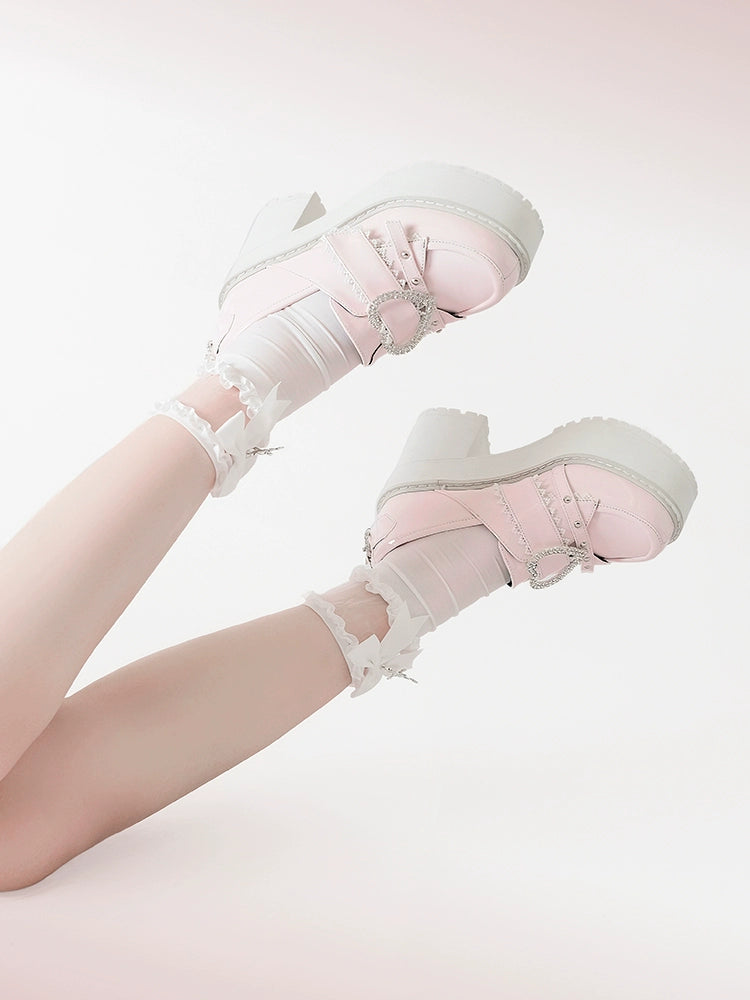 Jirai Kei Platform Shoes Ryousangata High Heels Loafer Shoes 40098:655852