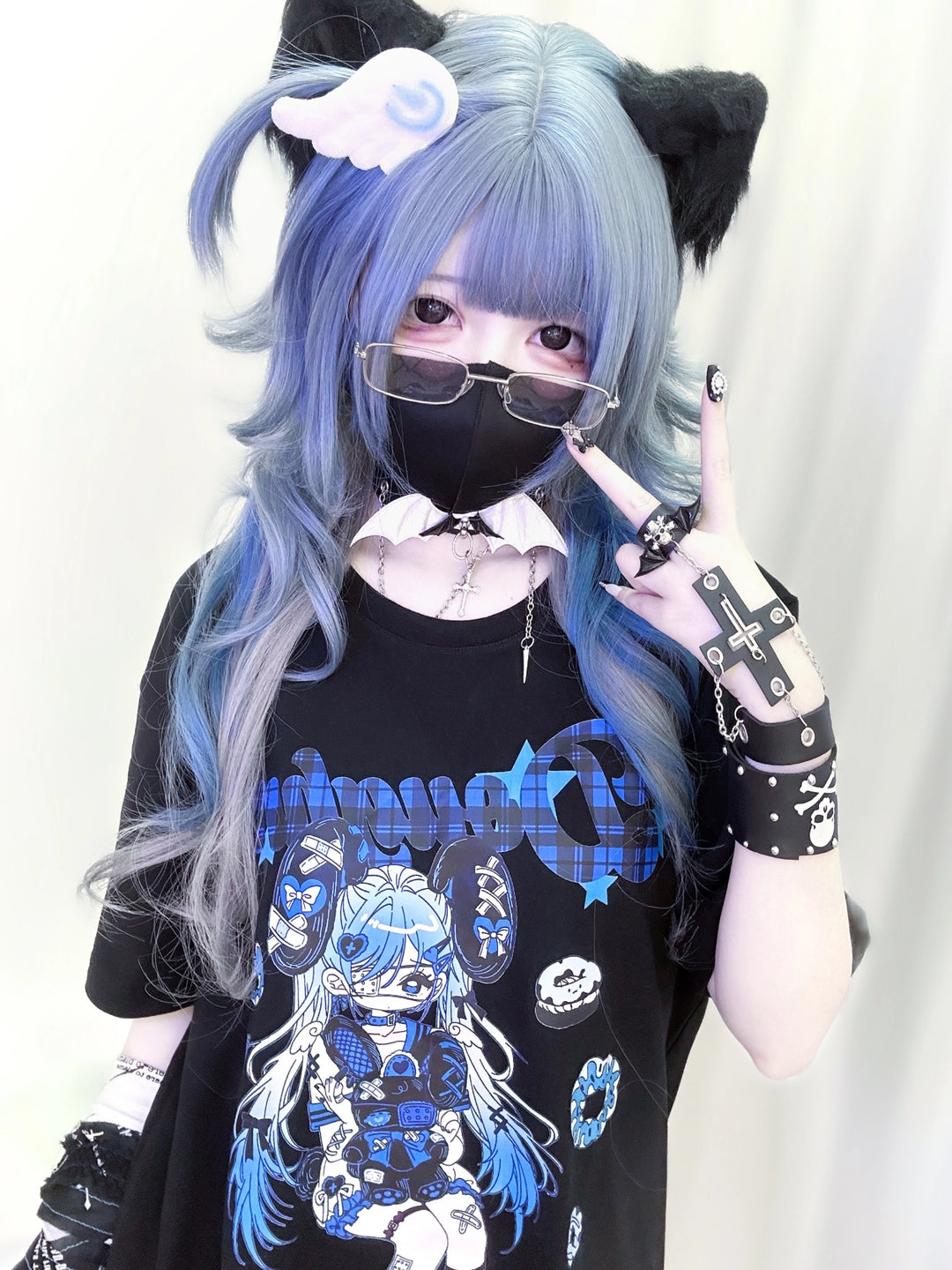 Jirai Kei T-shirt Punk Anime Print Shirt Sweet Cool Top 37574:574370