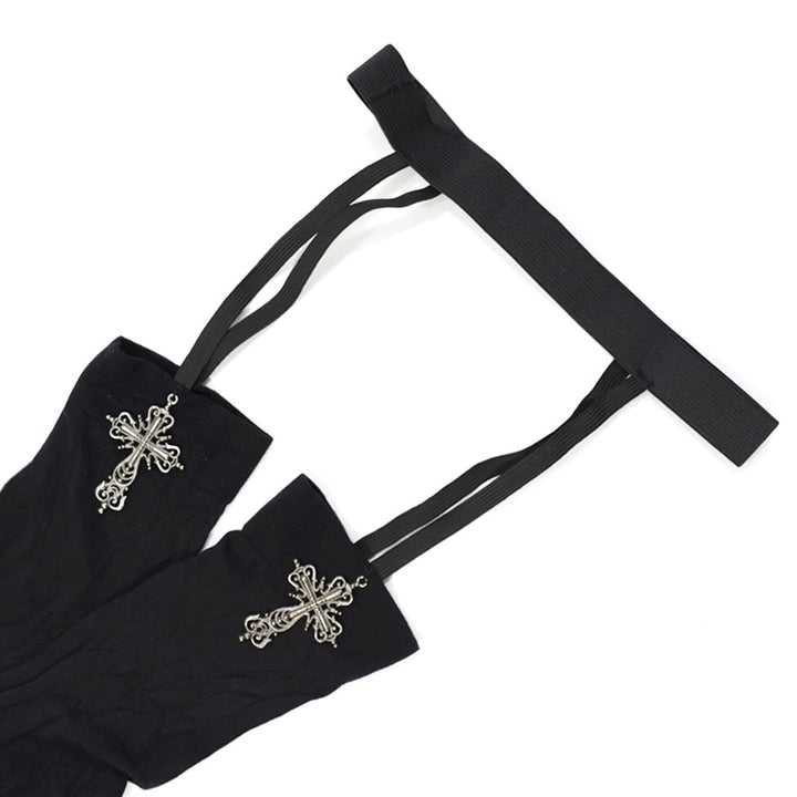 Solid Lolita Garter Stockings Velvet Socks with Cross Pendants 42603:746261