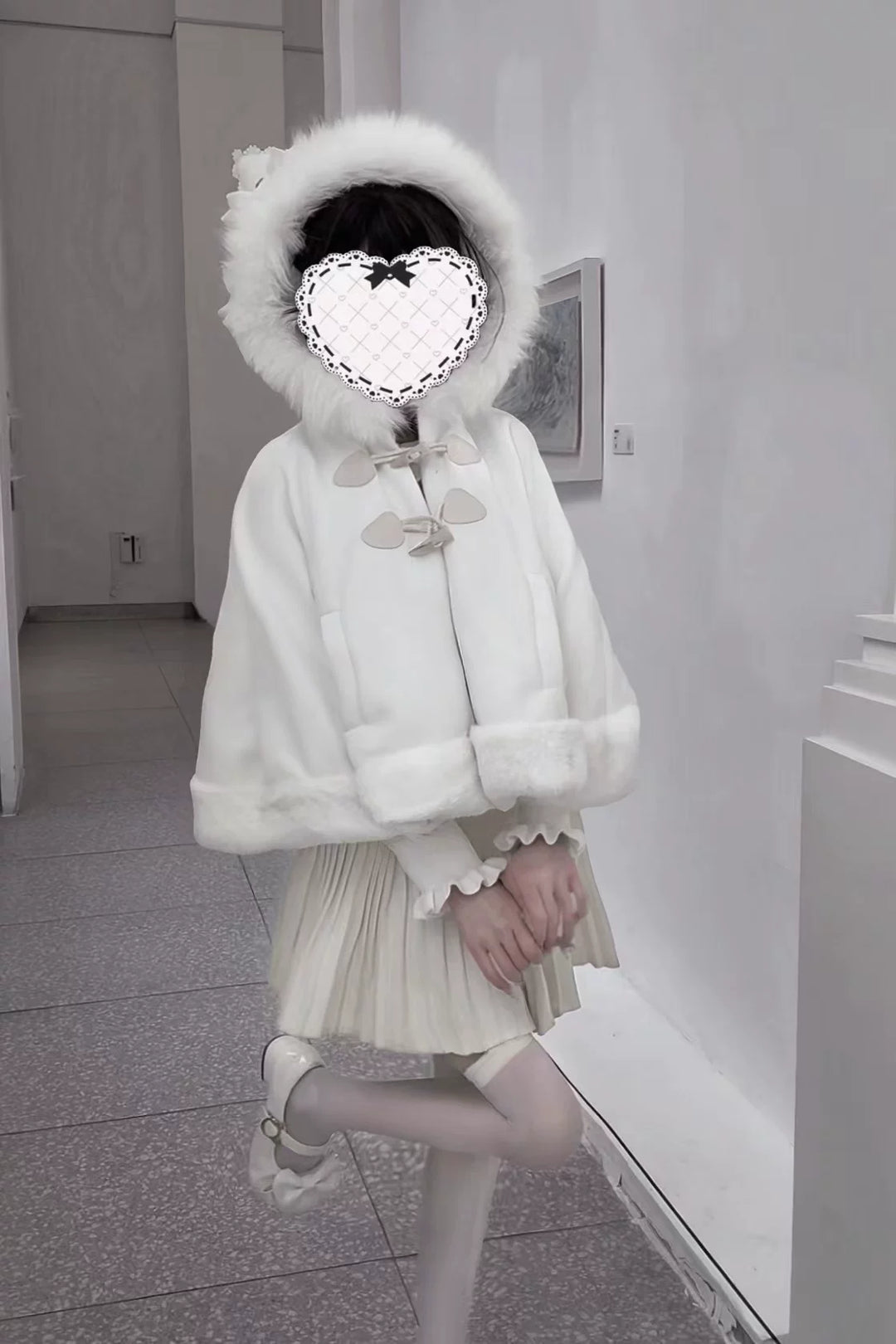 Jirai Kei Cape, Ear-Accented Hood and Toggle Buttons 44513:816771