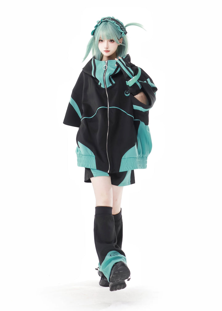 Subcul Jirai Outfit Short Sleeve Jacket With Wrist Cuffs 36794:546150