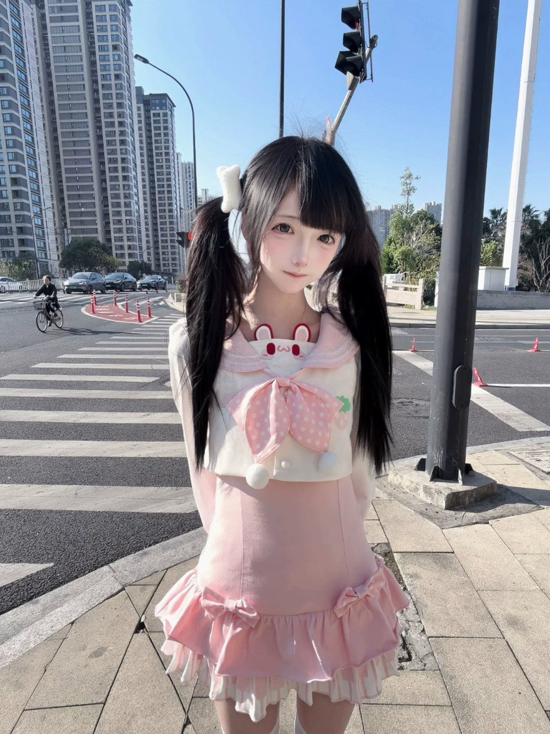 Kawaii Sleeveless Dress, Sailor Collar Blouse, Bunny Ear 44945:830898