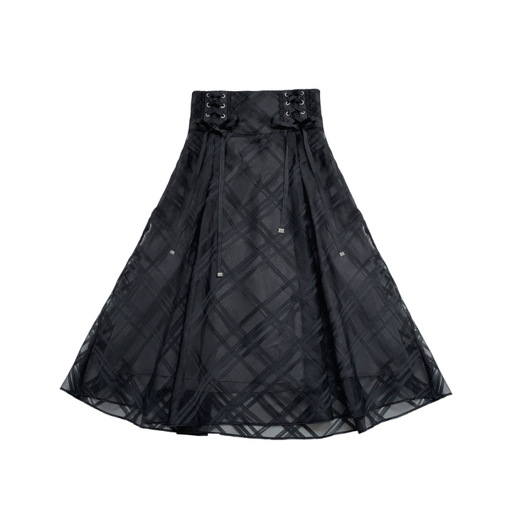 Seiso Kei Lace Blouse and High-Waisted Lace-Up Skirt (Skirt / L M S XL) 43788:785850