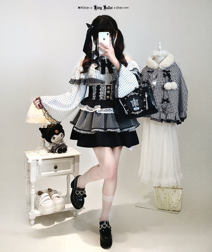Ryousangata High-waist Skirt, Tiered Hem 44003:792861
