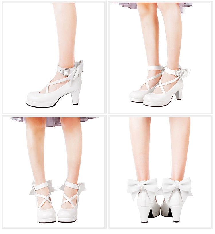 Lolita Shoes High Heel Shoes With Round Toe And Bow Ties Multicolor 31646:368940 31646:368940