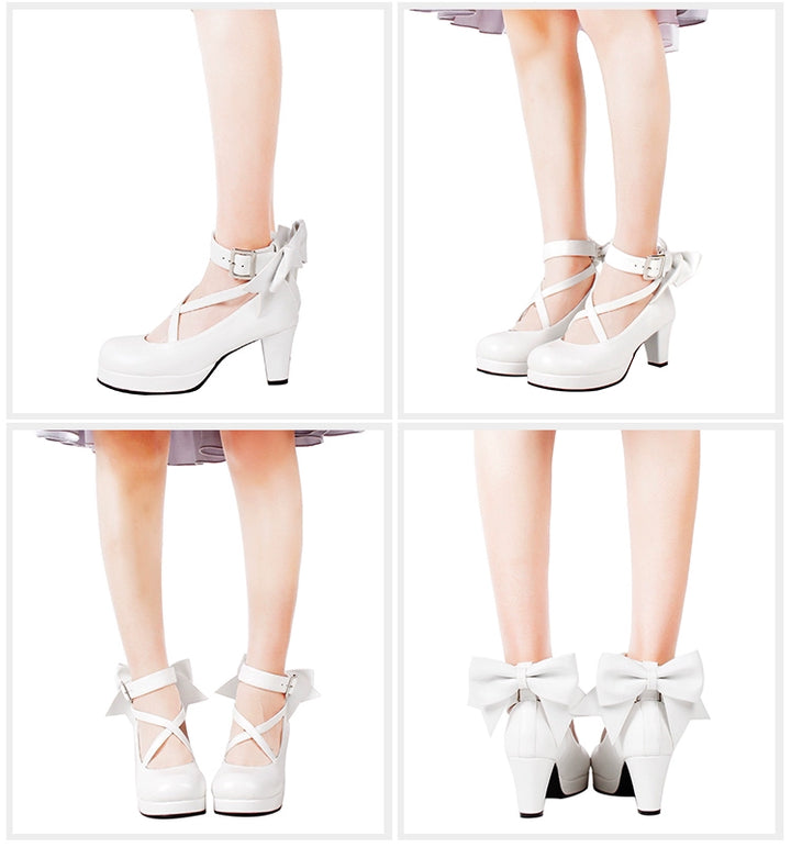 Lolita Shoes High Heel Shoes With Round Toe And Bow Ties Multicolor 31646:368940 31646:368940