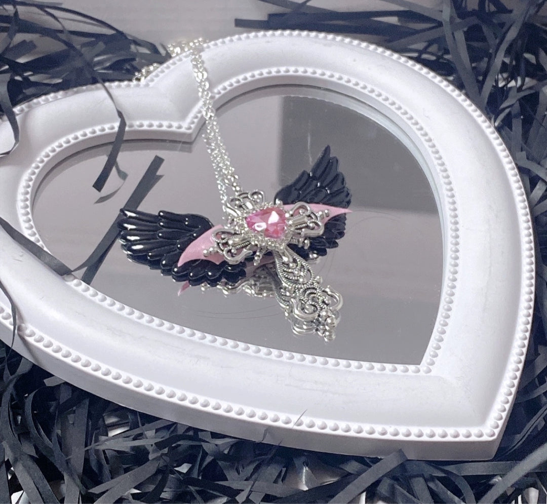Y2K Jirai Kei Necklace Angel Cross Sweater Chain 29316:356166