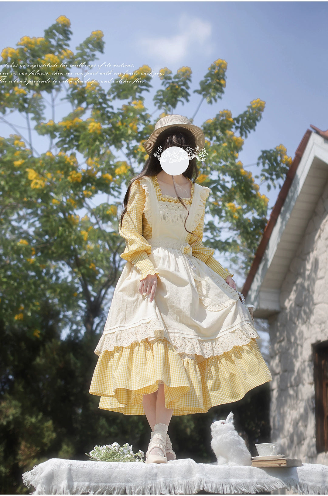 Country Lolita Dress Set Short/Long-Sleeved OP and Cotton Over-Skirt 42815:754205