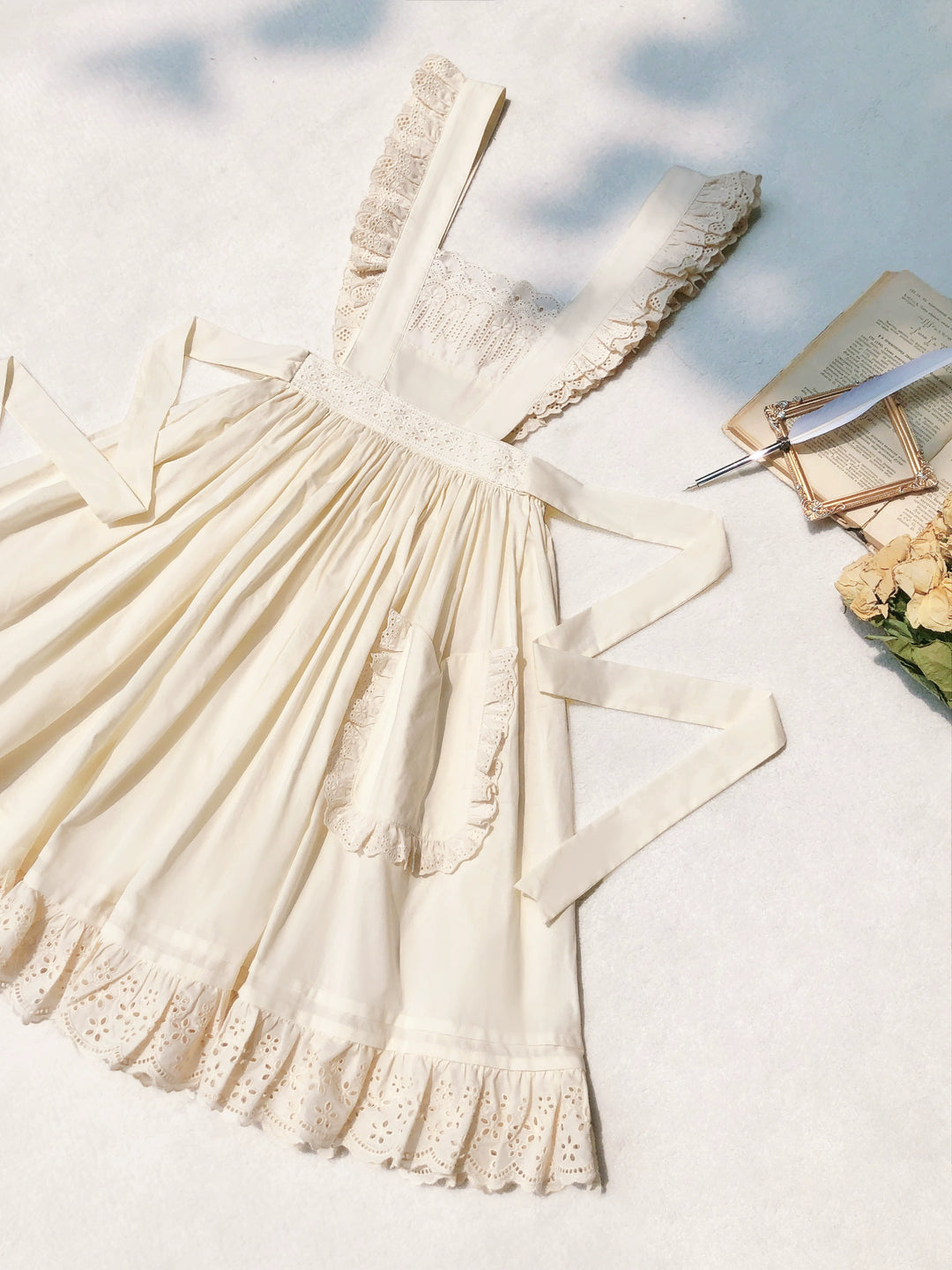 Country Lolita Dress Set Short/Long-Sleeved OP and Cotton Over-Skirt (M) / L M S XL) 42815:754221
