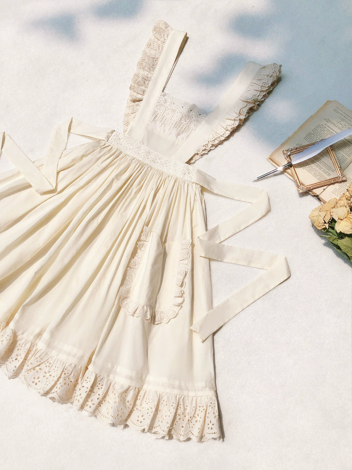 Country Lolita Dress Set Short/Long-Sleeved OP and Cotton Over-Skirt (M) / L M S XL) 42815:754221