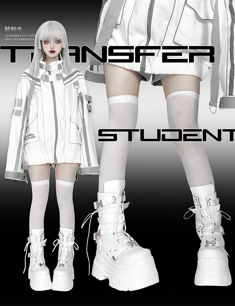 Punk Platform Boots with Mid-calf Length Shaft 42713:750145