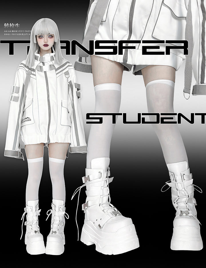 Punk Platform Boots with Mid-calf Length Shaft 42713:750145