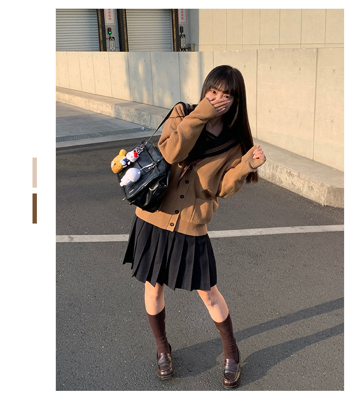 JK Uniform V-Neck Cardigan for Kansai-Collar Style Multicolor 42668:748676