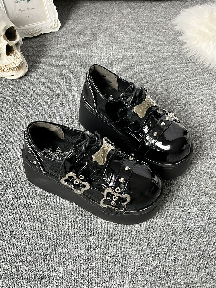 Y2K Punk Shoes Platform Shoes Slip-on Cowhide Shoes 29722:368440