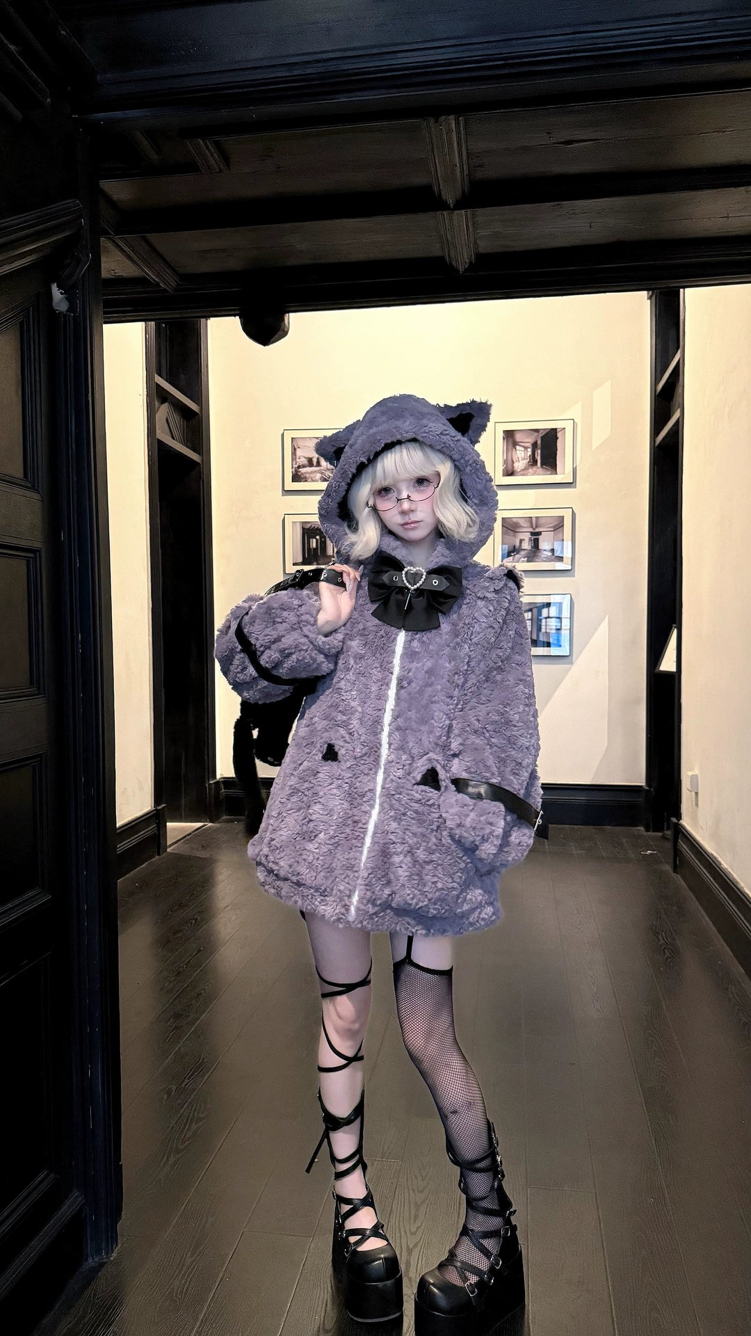 Jirai Kei Coat Cat Ear Hood Jacket Fleece Coat 39958:646716