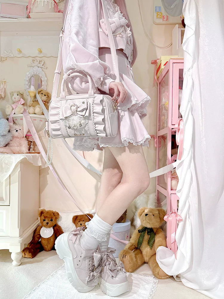 Jirai Kei 2-Way Handbag, Bow-Pearl Side Charm 44558:813638
