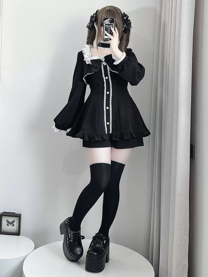 Jirai Kei Long Sleeves Dress, Pocketed Shorts 44197:808139