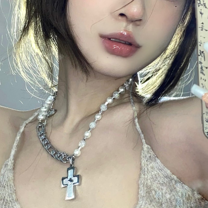 Y2K Necklace Gothic Punk Jewelry Cross Pendant Alloy Chain 42683:749325