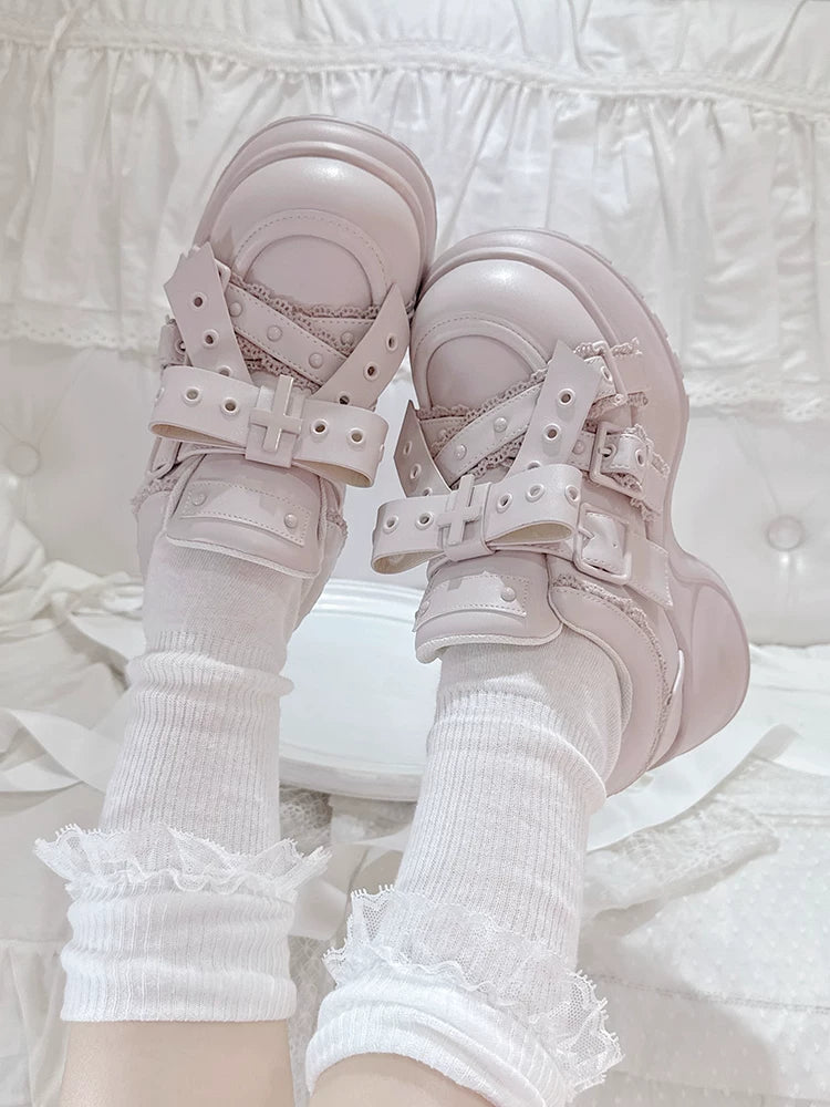 Jirai Kei High Platform Shoes, Multiple Buckle Straps 44626:815631